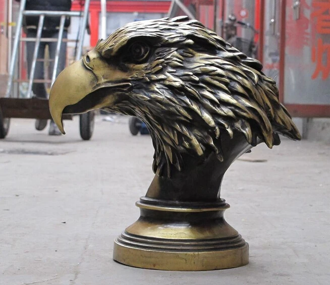 huij 007723 15&quotChina ART Bronze Eagle Predatory bird of prey Accipitridae hawk bust statue | Дом и сад