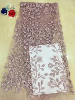 

2019 Popular Upscale French Onion Sequin Decorative Lace Fabric High Quality African Tulle Elastic Lace Fabric Sequins(7-19