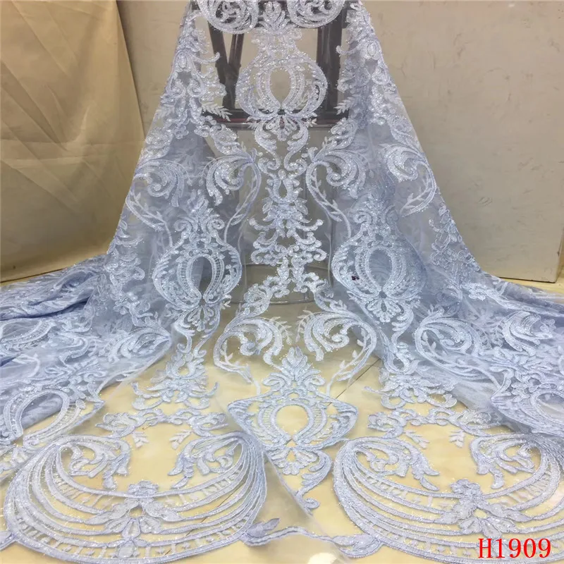 YF HZGJMY French Lace Fabric 2019 High Quality African Sequins For Wedding Dress Blue african A1909-1 | Дом и сад