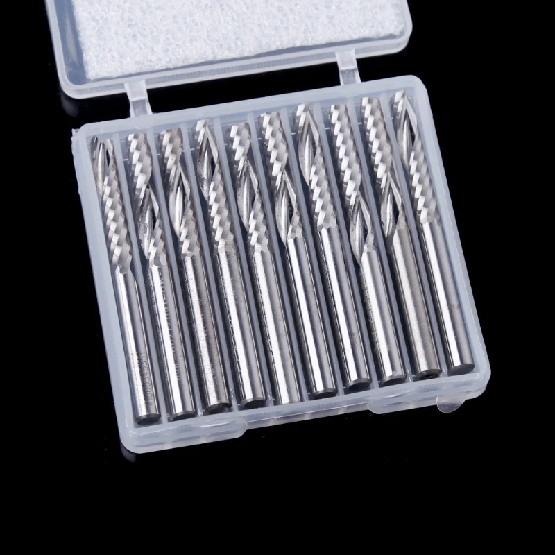 

10 Pcs 4mm Shank Single Flute Carbide Spiral End Mill Cutter CNC Router Bits 22mm CEL