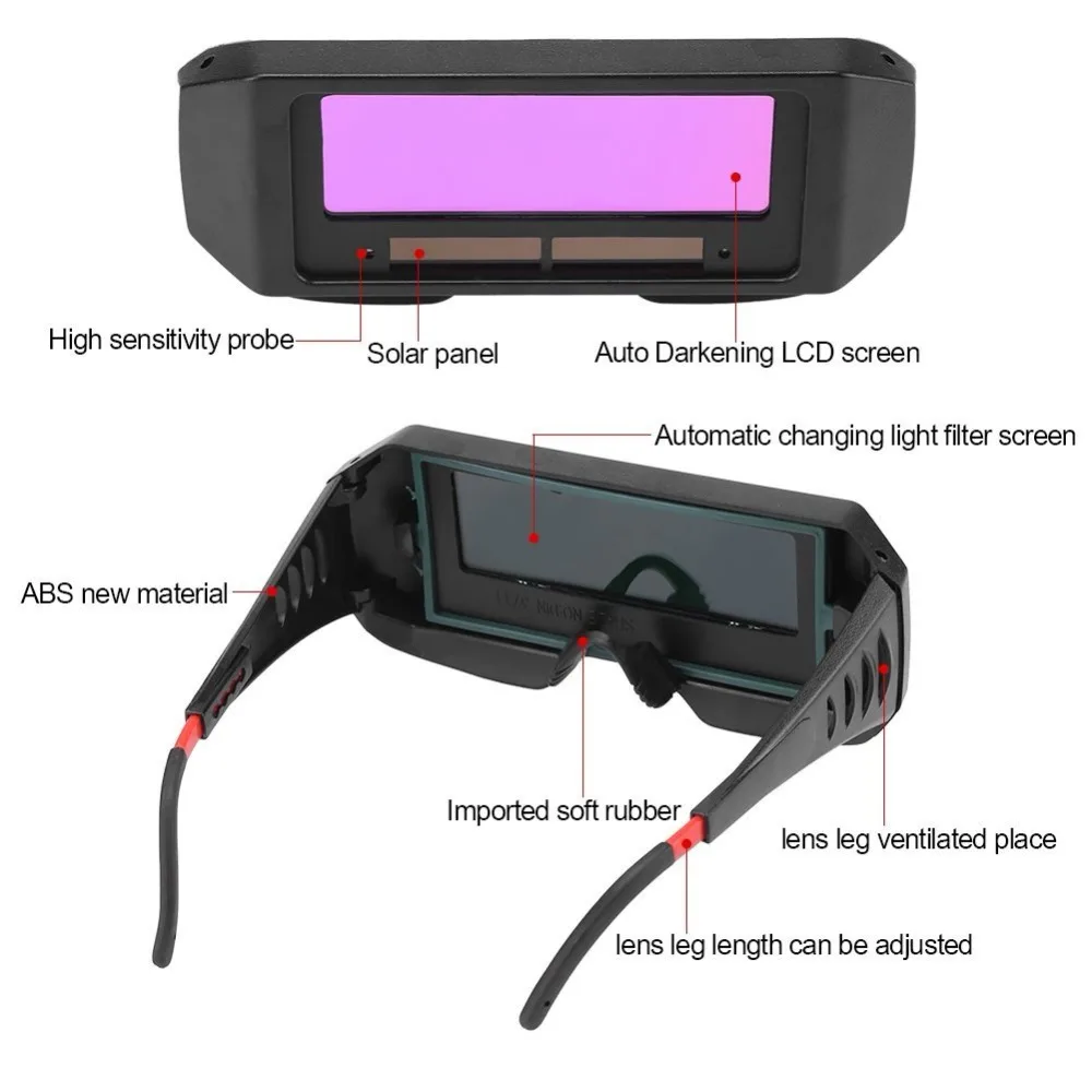 1 Pair Solar Auto Darkening Welding Goggle, Safety Protective Welding Glasses Mask Helmet, Eyes Goggles Solar Powered Auto 1 Pair Solar Auto Darkening Welding Goggle, Safety Protective Welding Glasses Mask Helmet, Eyes Goggles Solar Powered Auto