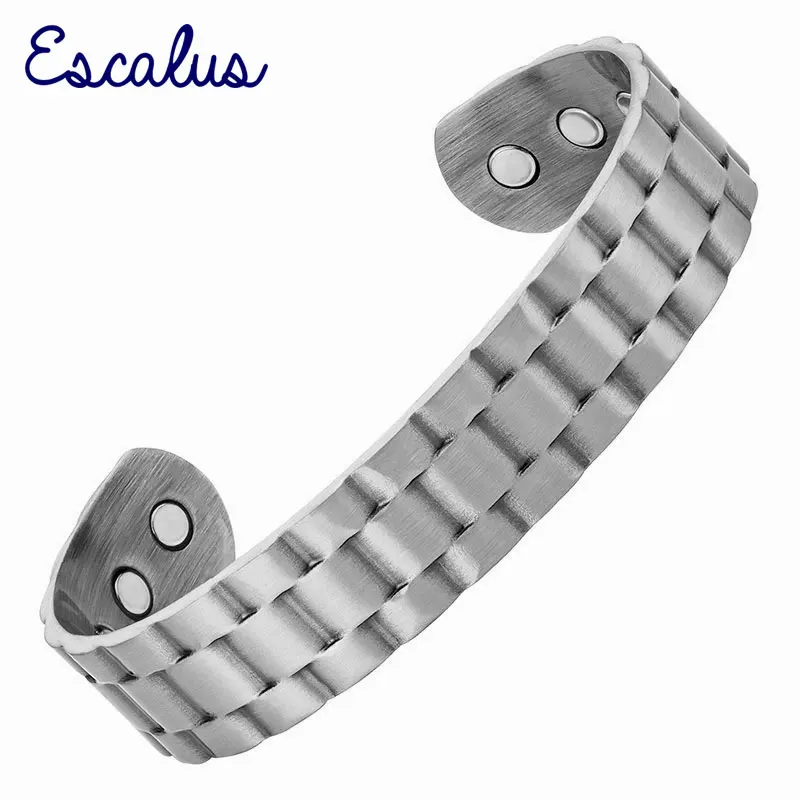 

Escalus Men's Magnetic Copper Bangle Antique Silver Color Plating Powerful Healing Jewelry Wristband Men Charm Male Bracelet