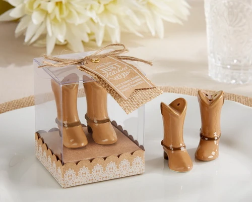 

20pcs/set vintage lady boots for bride shower wedding Ceramic Salt & Pepper Shakers favor HJG1040