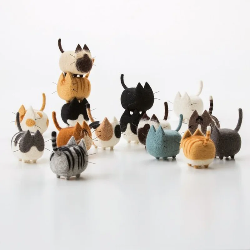 Non-Finish DIY Kit No Faceless Dog Tiger Cat Wool Felt Doll Needle Felting kit Accessories Felt Poked For Kids Children Handmade