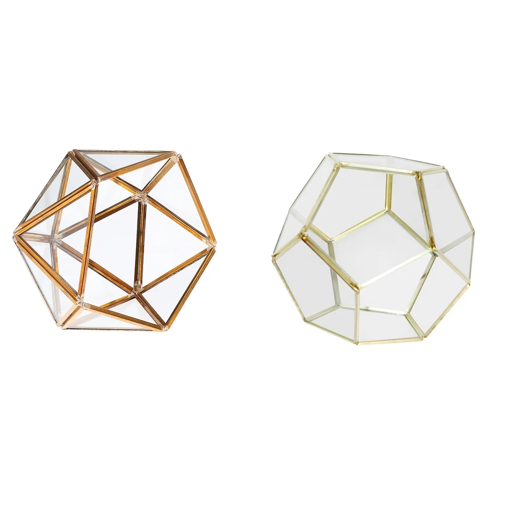 2 Pieces Garden Modern Style Handmade Geometric Terrarium Planter Floor Table Vase