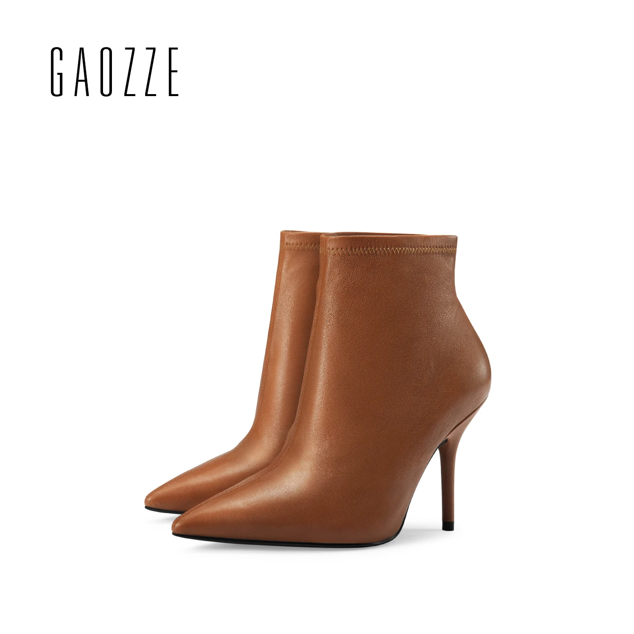 

GAOZZE autumn women boots genuine leather 2017 new sexy high heel ankle boots for women brown ankle boots female shoes