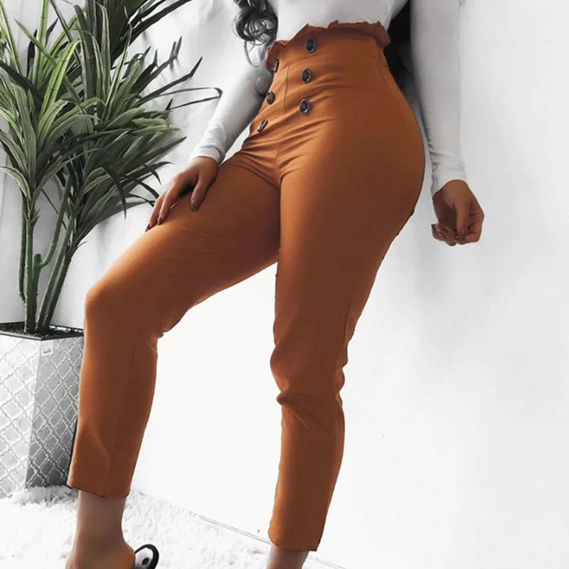 Women Pants Ladies Trousers Party Summer Solid Sexy Bottoms Office Elastic Waist Casual Slim Fit Skinny High | Женская одежда