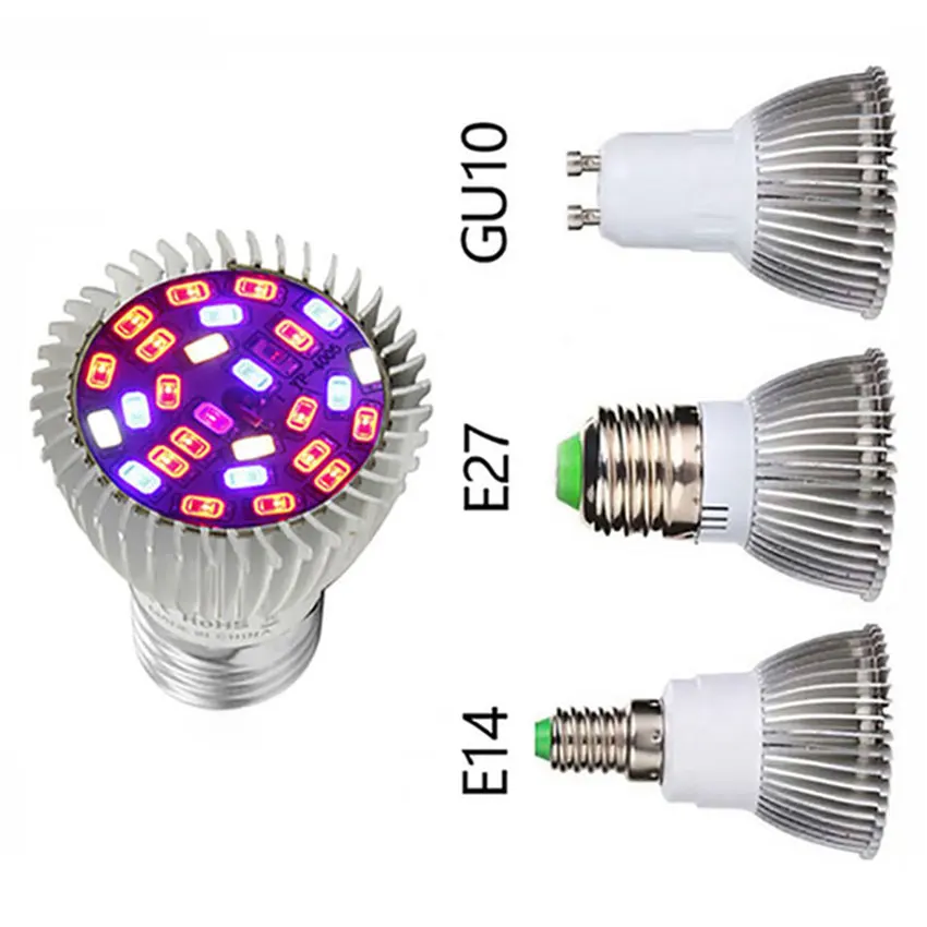  Cheapest 18W 28W LED Grow Light Full Spectrum E27 E14 GU10 Mini LED Indoor Growing Lamp For Plants  - 32796865402