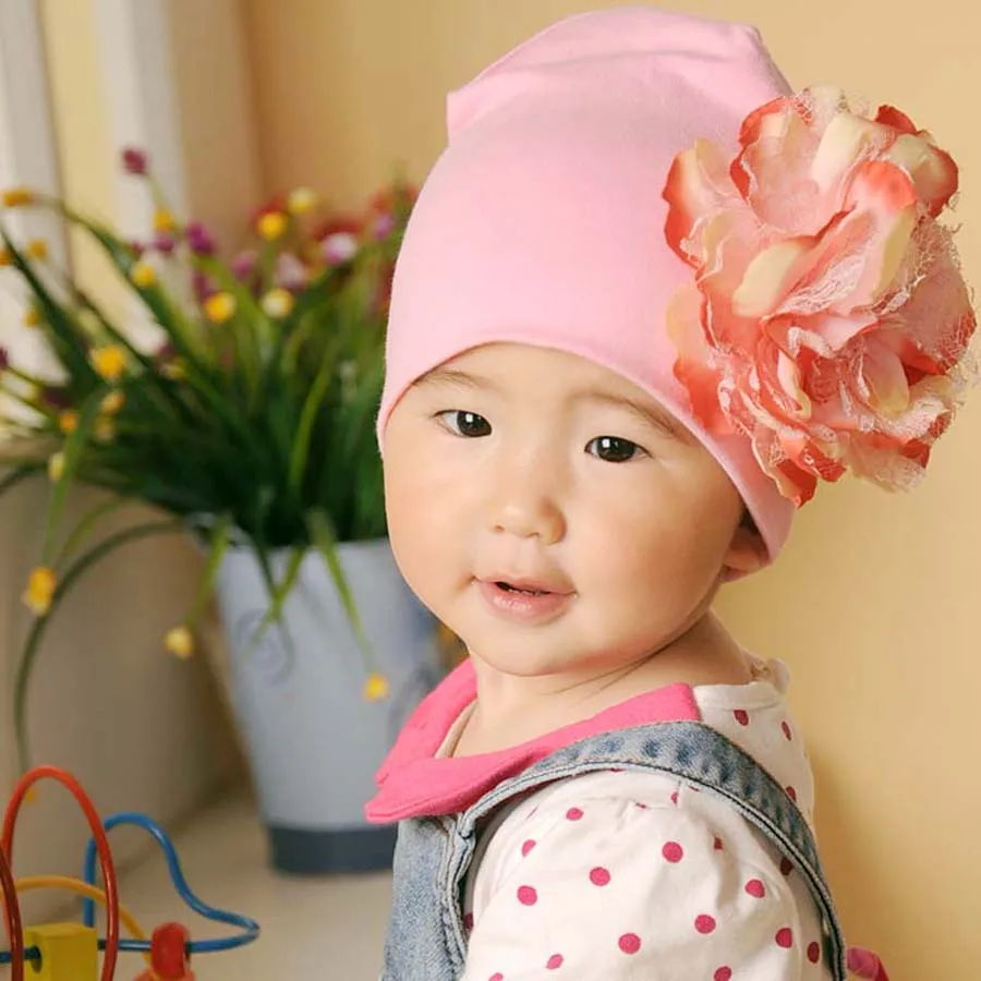 

Spring Baby Flower Hat Newborn Girl Boy Cotton Beanie Cap Peony Flower Infant Child Autumn Hat 0-12M Baby Headwear 12 Colors