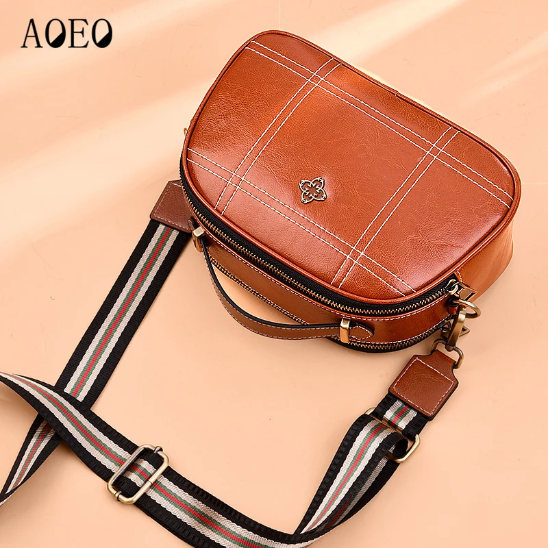 AOEO سيدة Crossbody حقائب للنساء حقيبة يد العلامة التجارية الفاخرة انقسام جلد 2019 شحن اثنين الكتف حزام حقيبة ساعي الإناث