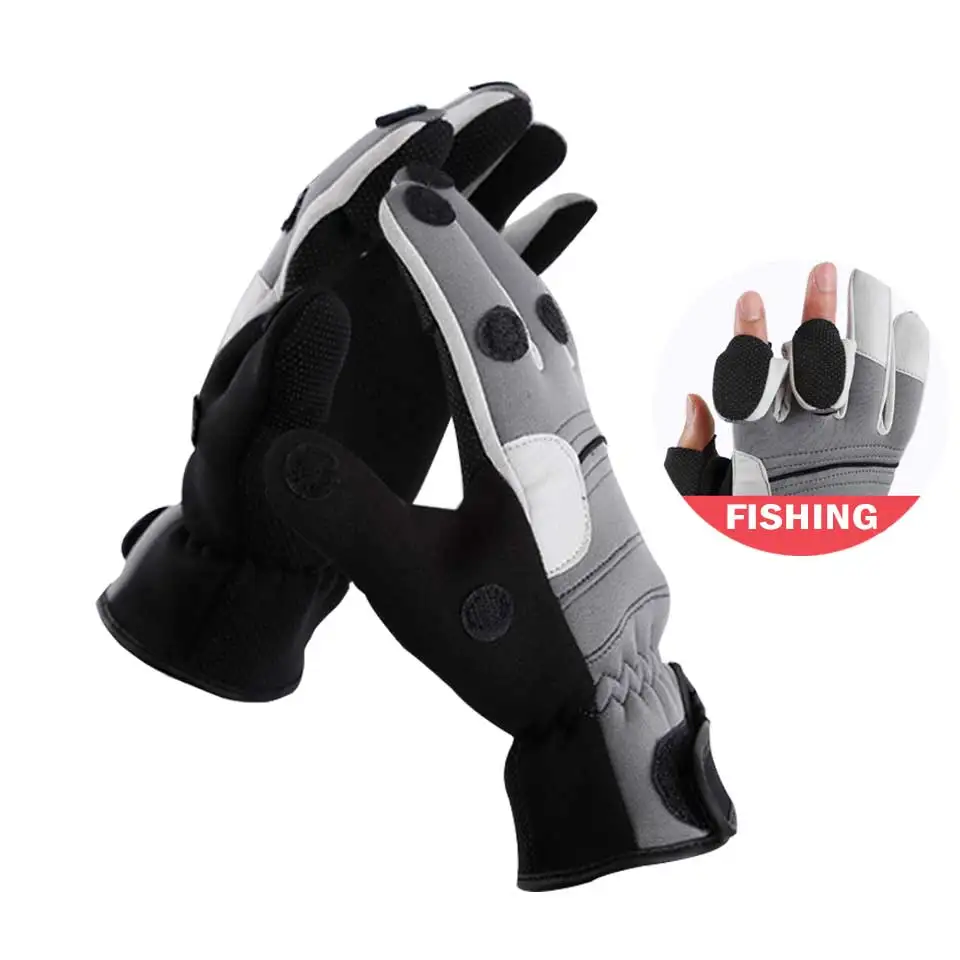 

Fishing Gloves Anti-slip Winter keep Warm Non-slip 3 Fingers Cut Out Sports fishing gloves Warm fabric winter fishing