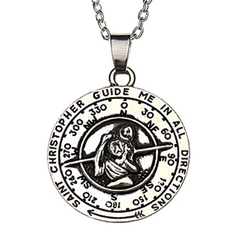 St Christopher Saint Coin Necklace 