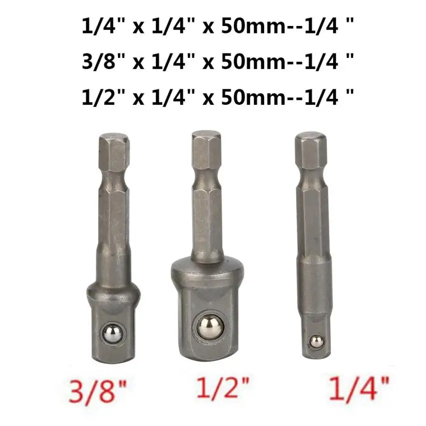 Impact Drill Socket Adapter Converter Set For To 1/4' 3/8' 1/2' Sq