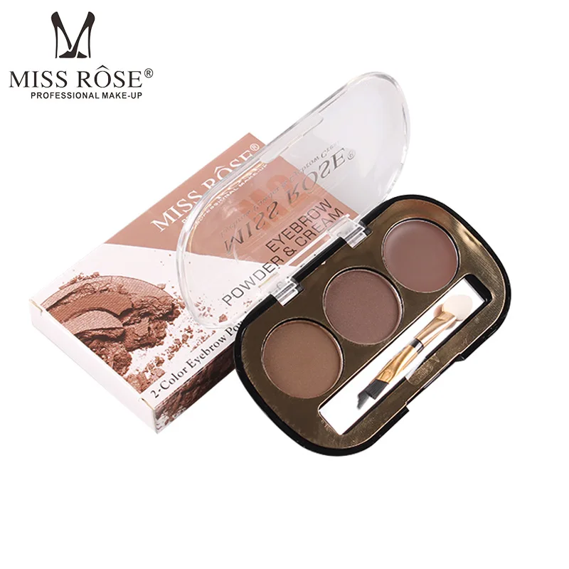 2 Colors Eyebrow Powders+1 Color Eyebrow Cream+1pcs Double-headed Eyebrow Brush Waterproof Natural Brown Eyebrow Enhancer