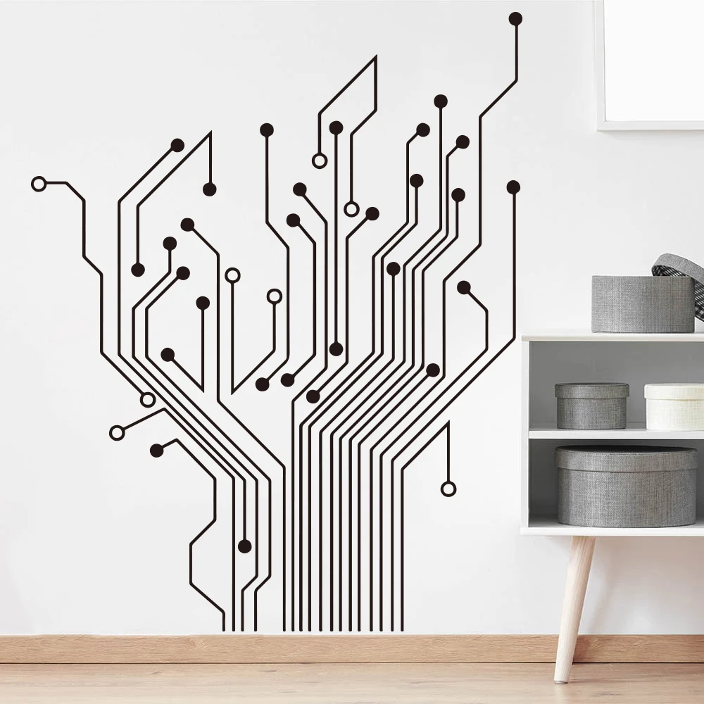 Circuit Tree Ver 2.0 Geek Wall Decal Baby Nursery Kids Room  Geekery Computer Science Circuit Board  Wall Sticker Bedroom Vinyl  (4)