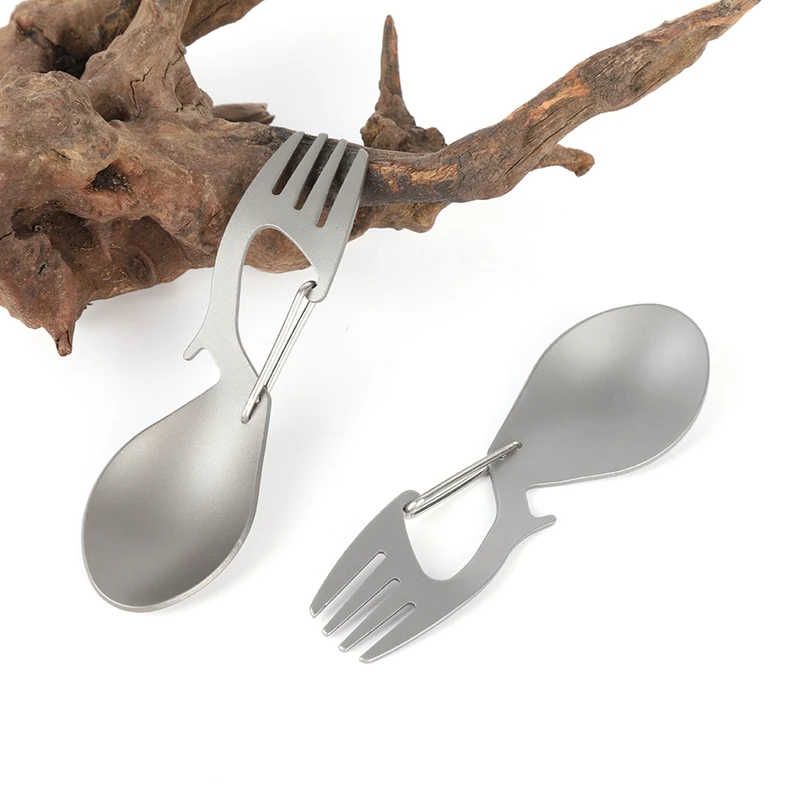Multifunctional Titanium Alloy/Stainless Steel Outdoor Camping Tableware Spoon Alloy Practical Portable Travel Essent