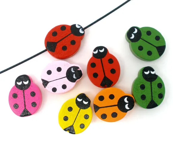 DoreenBeads 15 в случайном порядке окрашенная Божья коровка Деревянные разделительные