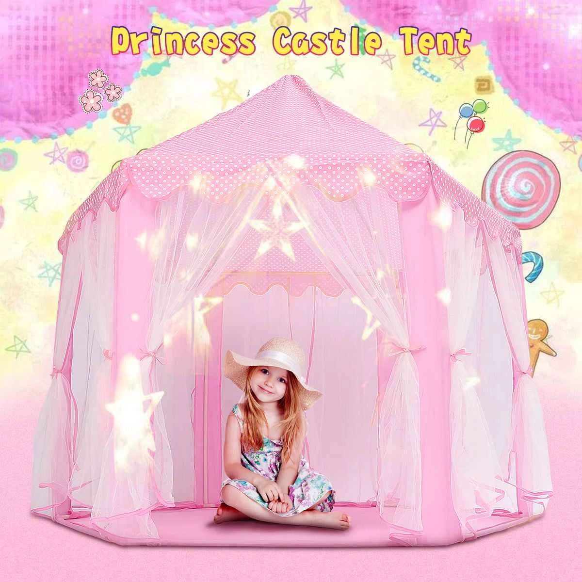 

Portable Princess Castle Play Tent Activity Fairy House Fun Playhouse Beach Tent Baby playing Toy Gift For Children