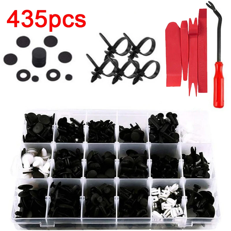 

435Pcs Car Retainer Clips & Plastic Fasteners Kit 19 Popular Sizes Auto Push Pin Rivets Set Door Trim Panel Clips Car Hanger