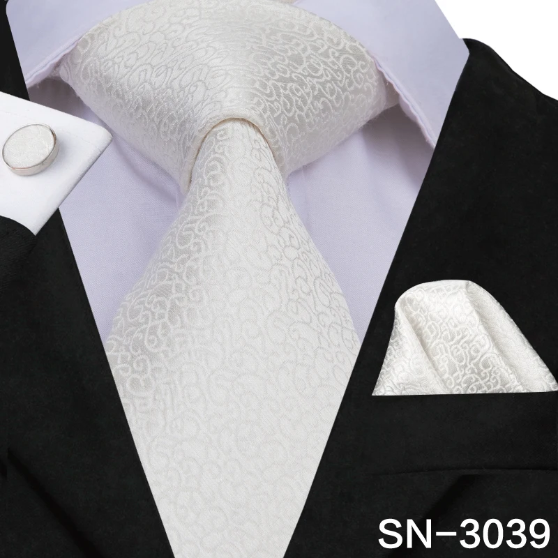 Hi-Tie мужской черный галстук Шелковый Цветочный комплект галстуков для мужчин платок Набор Запонок Свадебная вечеринка бизнес роскошный набор галстуков SN-3040 - Цвет: SN-3039