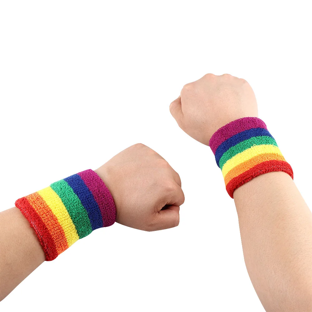 Breathable Warm Bracers Rainbow Color Soft Cotton Wrap Hand Badminton Running Fitness Men Women Wristband wrist brace wrist guard wrist straps wrist support wrist support band wrist sweatband