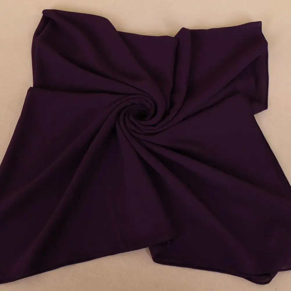 DSstyles индийский женский мусульманский стиль сплошной цвет хиджаб шарф шифон большой квадратный платок - Цвет: deep purple