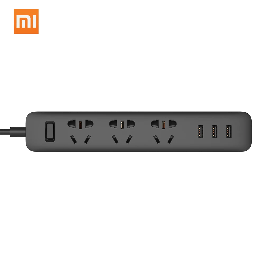 Xiaomi Mi умная розетка питания 3 USB удлинительная розетка 3 стандартная розетка Домашняя электроника 1,8 м длина кабеля вилка стандарта Австралии - Цвет: Черный