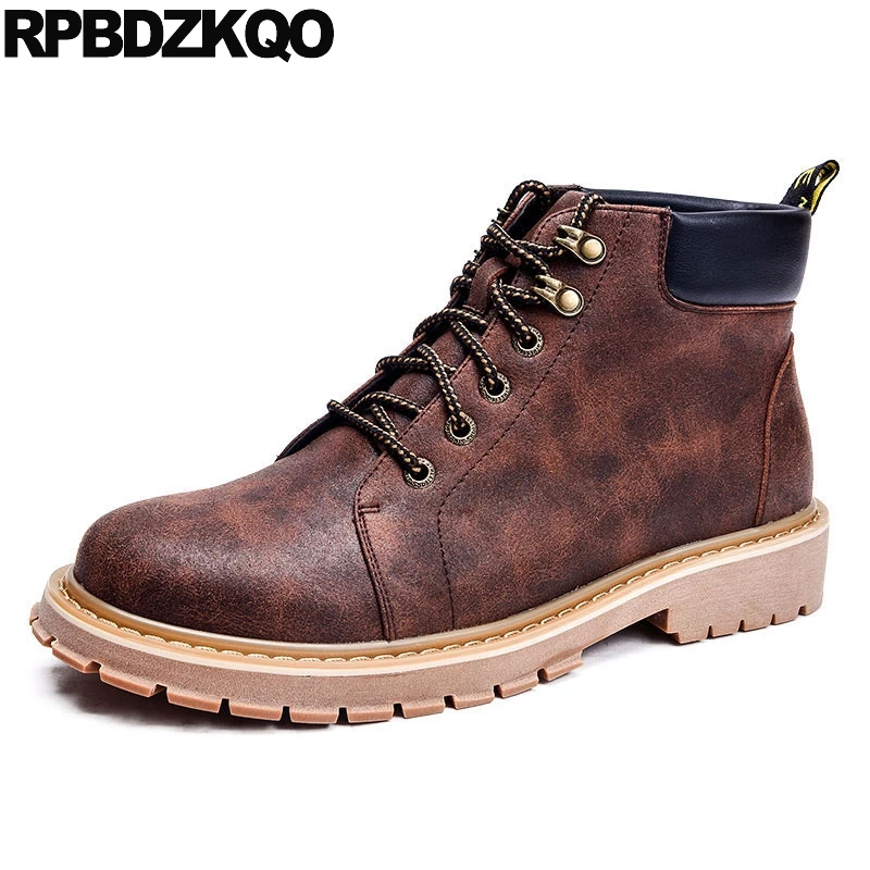 Chuteiras Confortável Yellow Fur Segurança Livre Estilo 2017 Cair brown Booties Topo Masculino brown Alto Ao Moda Tornozelo Amarrar Castanho Lined Plataforma cinza Britânico Calçado Curto Ar RUxrRtSqw