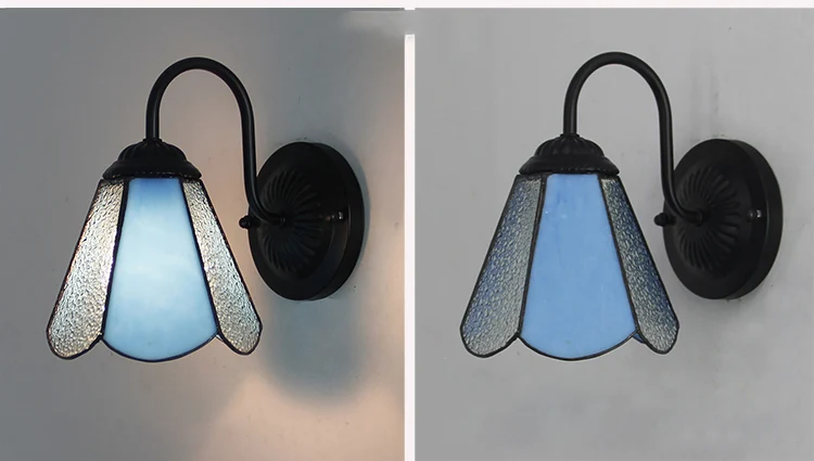 Средиземноморский мозаика Стиль светодиодный комнатная настенная лампа для домашнего освещения пятнистости стеклянный фонарь Ванная