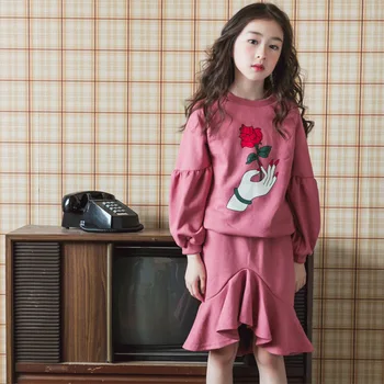 

girls clothes 8 years clothing sets 2019 spring new skirt +sweatshirt 2 pieces 165 cm