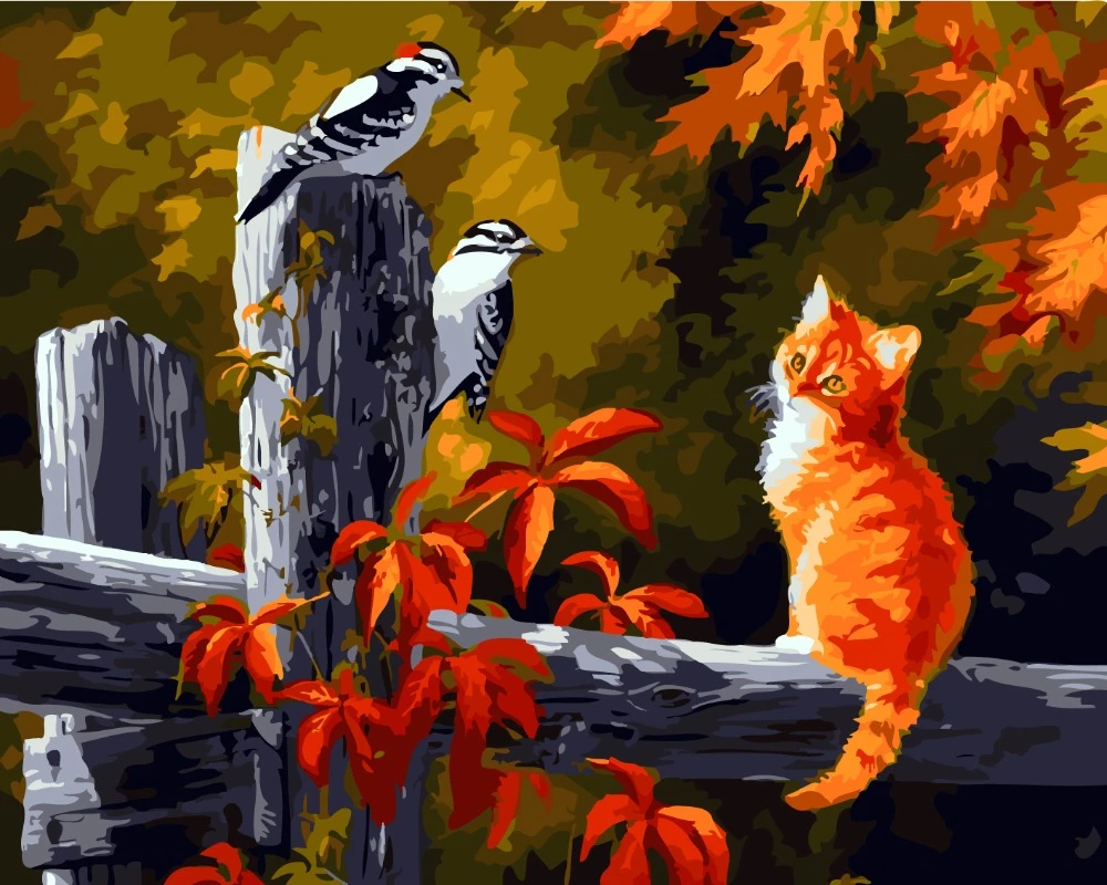 Peintures A L Huile De Chat Avec Oiseaux Paysage Matin D Hiver Par Numeros Avec Cadre Tableau Decoratif Peint A La Main Pour Salon Aliexpress Peintures A L Huile De Chat Avec Oiseaux Paysage Matin D Hiver Par Numeros Avec Cadre Tableau Decoratif Peint A La Main Pour Salon Aliexpress