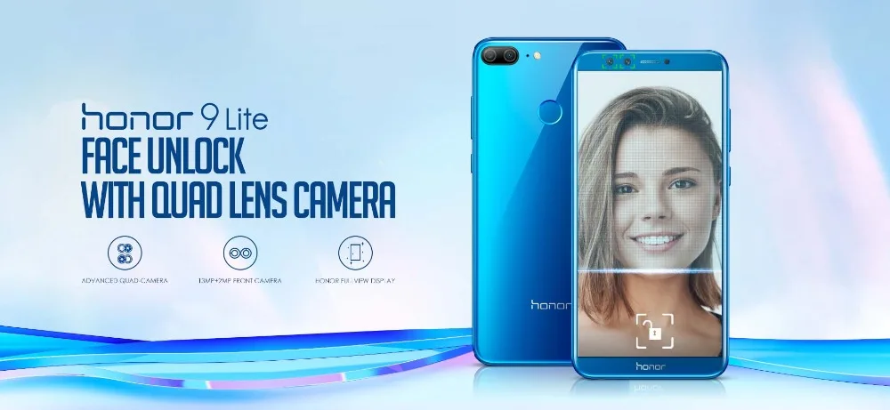 Официальный мобильный телефон Honor 9 Lite с глобальной прошивкой, 3 ГБ, 32 ГБ, 5,65 дюйма, полноэкранный, Восьмиядерный, двойной, передний, задний, 13,0 МП, 2,0 МП, 3000 мАч