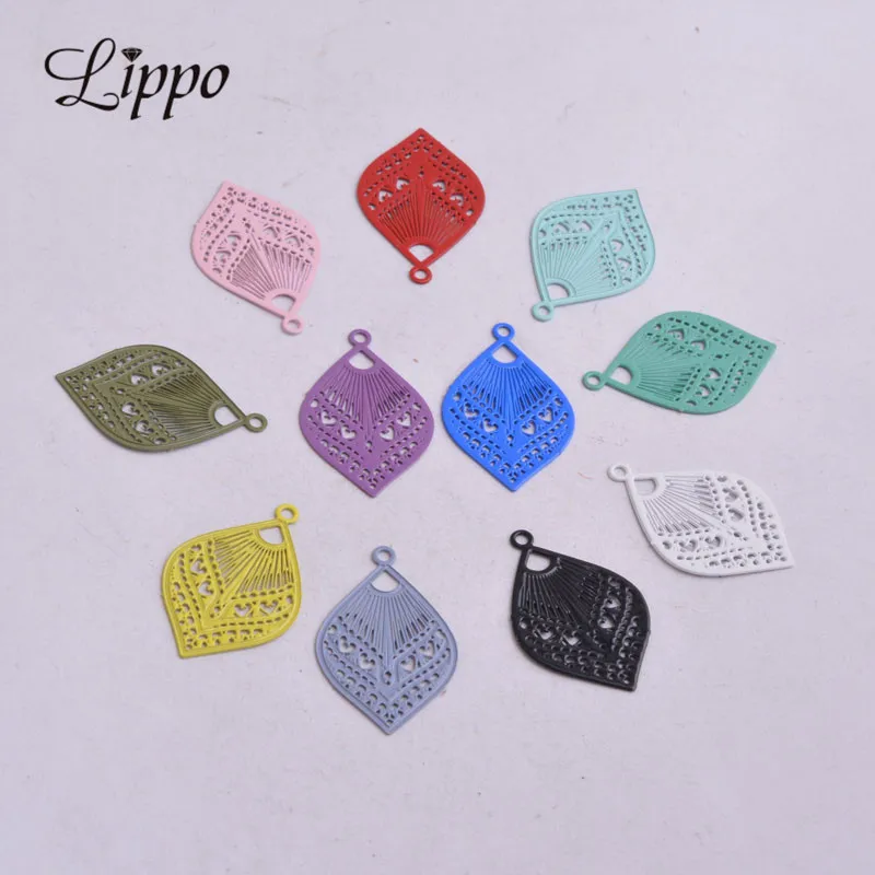 

50pcs AC5342 20mm*12mm Filigree Fan Charms Metal Pendants Connectors