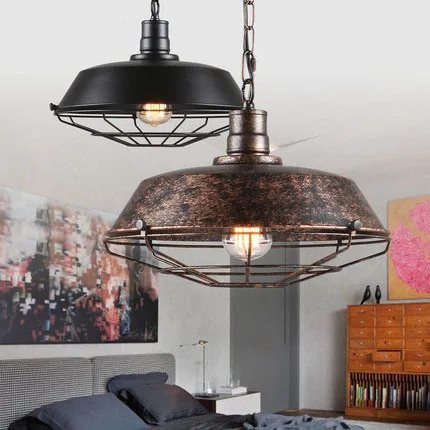 

Dia 36CM Nordic Retro Lamp Country Style Bar Loft Vintage classical Metal frame pendant Lighting Free Shipping