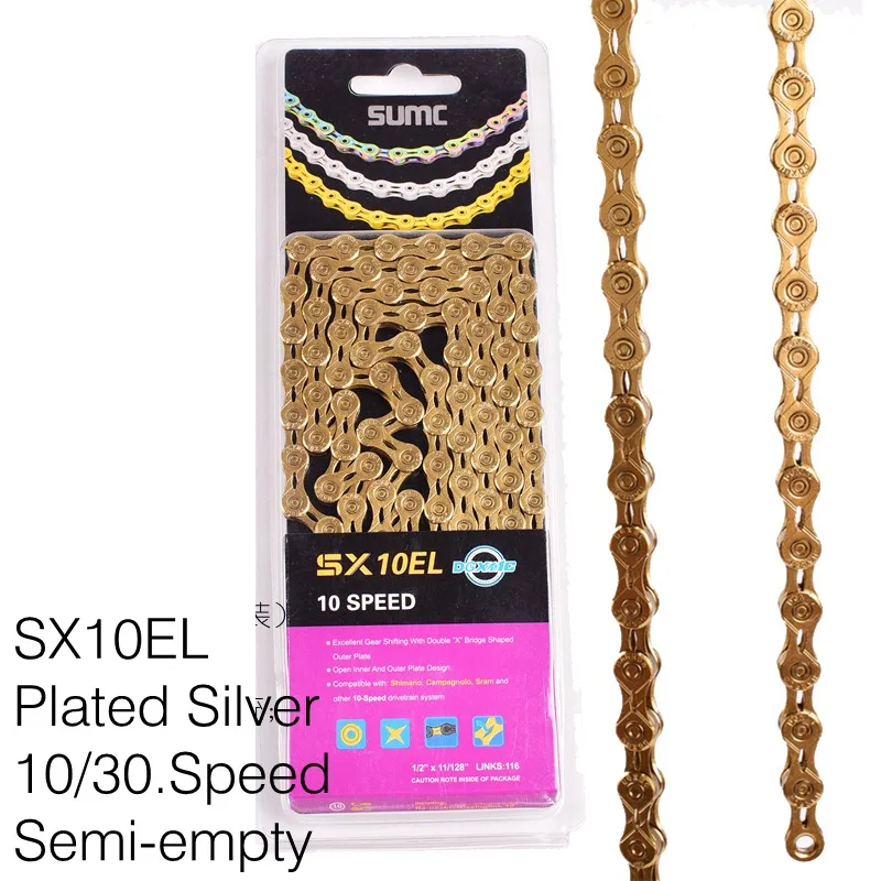SX10EL gold Велосипедной цепи, 8, 9, 10, 11, Скорость 116L золото MTB цепь для дорожного велосипеда X8 X9 X10 X10SL X11SL для Shimano SRAM велосипед Запчасти - Цвет: SX10EL gold