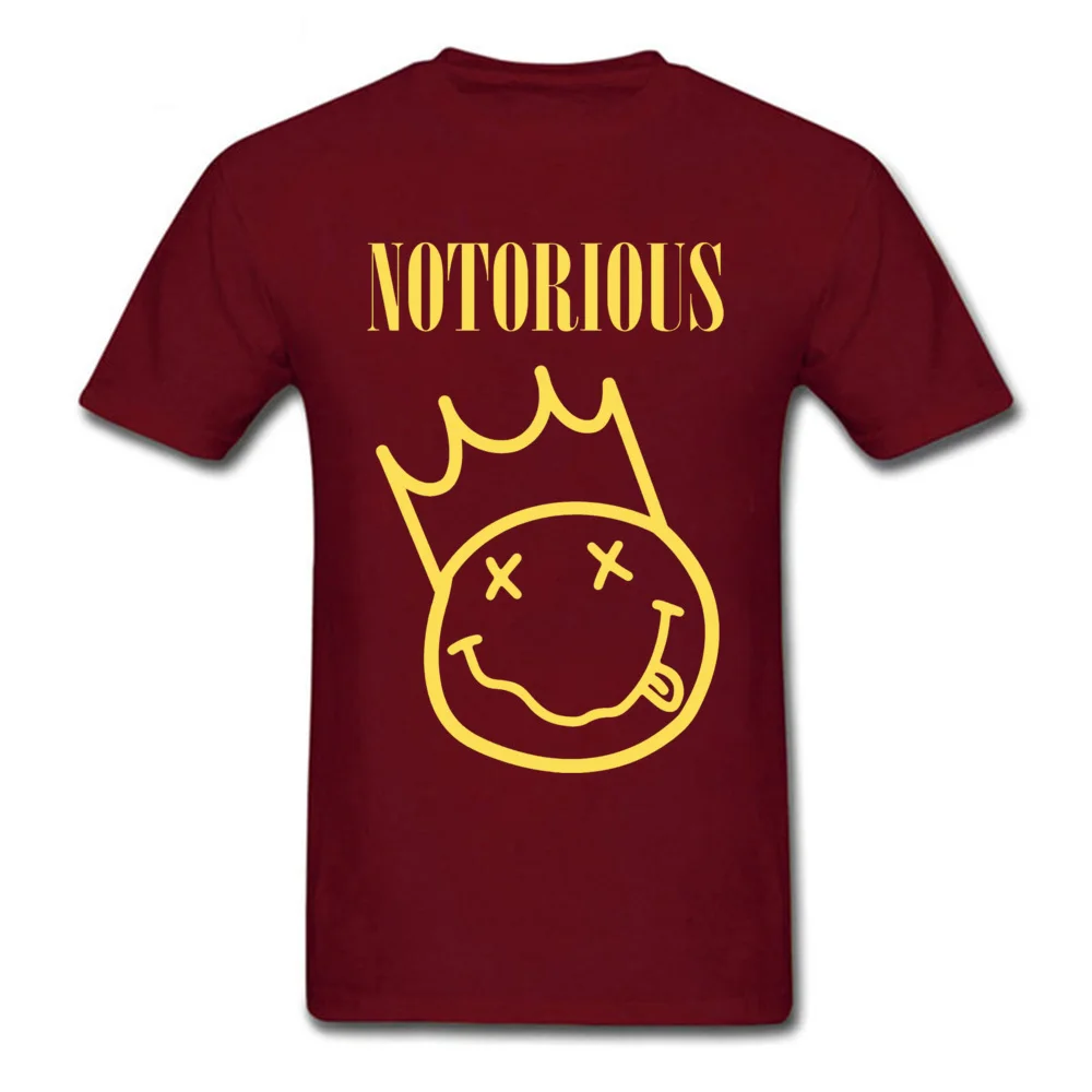 Round Neck Notorious B.I.G. Yellow 6454 100% Cotton Adult T-shirts Printed Short Sleeve Tops & Tees Retro Europe Clothing Shirt Notorious B.I.G. Yellow 6454 maroon