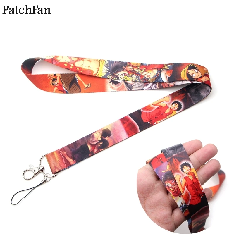 

20pcs/lot Patchfan ONE PIECE keychain lanyard webbing ribbon neck strap fabric id badge phone holders necklace accessories A1272