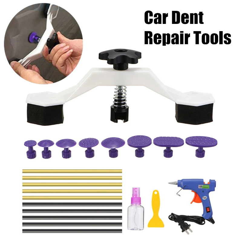 

1 Set Paintless Auto Car Dent Repair Body Damage Fix Tool Pulling Bridge Puller Dent Removal Glue Tabs Hand Repair Tools Kit Set