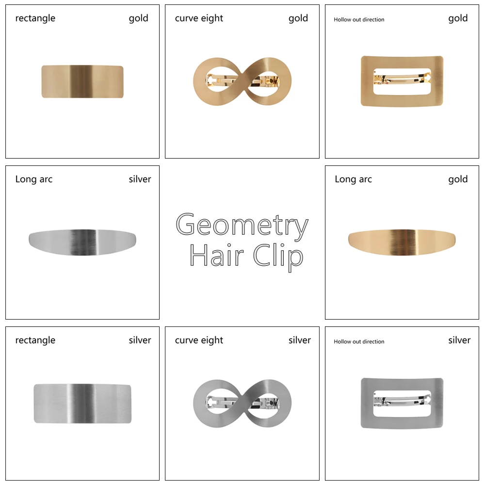 Женский Европейский/американский Металлический Золотой зажим для волос ленивый ветер Геометрическая квадратная форма зажимы для клипс конский хвост аксессуары для волос для девочек