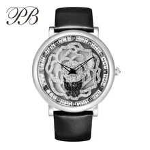 Hot Sell PB Brand New Fashion Women Watch Stainless Steel Quartz Wristwatches Crystal Luxury Genuine Leather Watch Women HL592