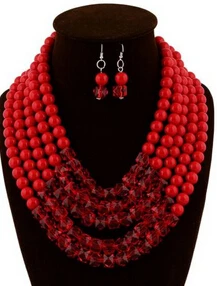 

huij 004811 10mm natural red crystal and coral necklace