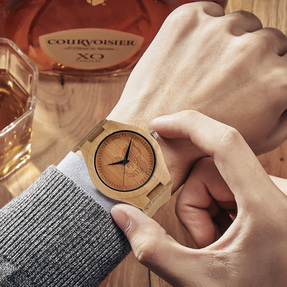 Creative Wood Watch 100% Natural Original Wooden Bamboo Quartz Wristwatches Skull Head Men's Sports Casual Clock Reloj de madera 2017 Christmas Gifts (6)