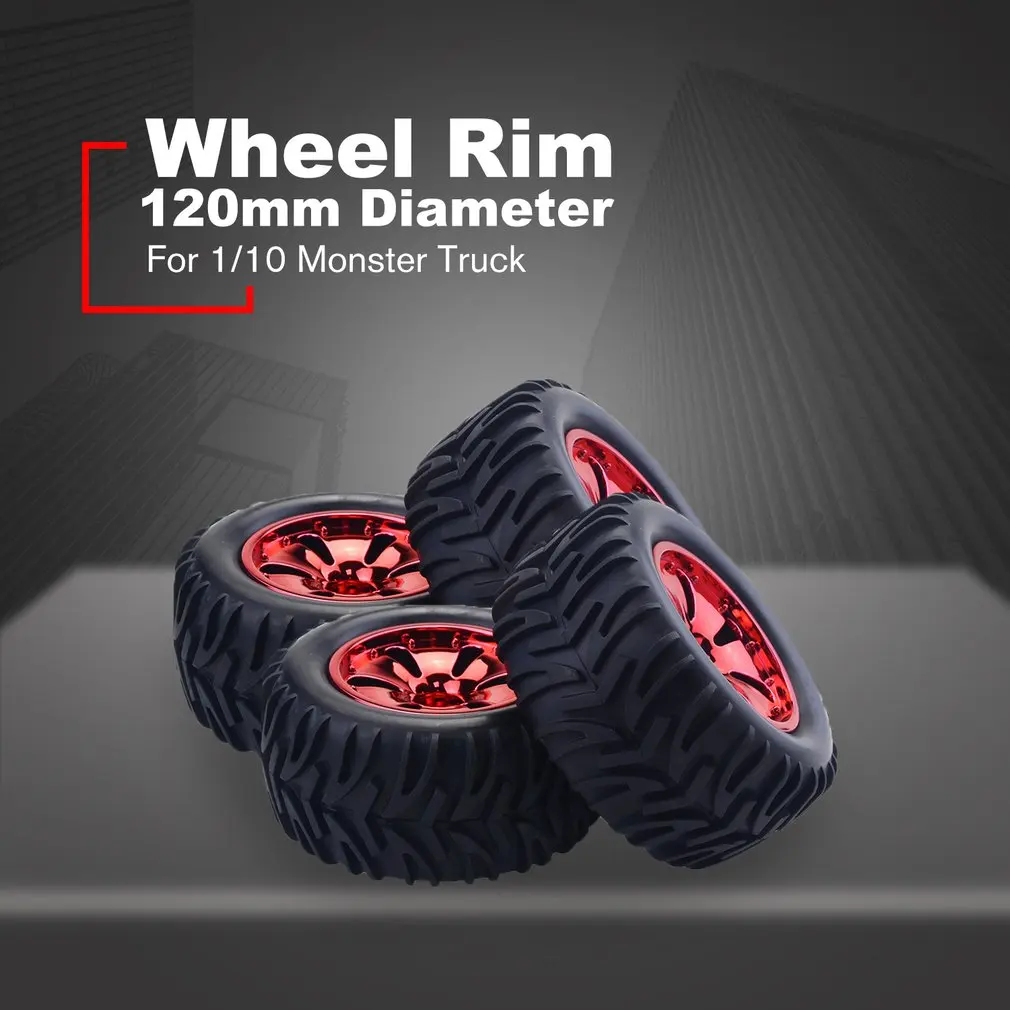 

4PCS RC Car Wheel Rim Tire for HPI,HSP Savage,XS,TM Flux,MT,ZDRacing,LRP 1/10 Truggy Monster Truck Rubber Tyre 12mm Hex