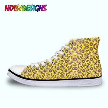 

American Shorthair African Style Patterm WoWomen Vulcanize Shoes Spring Summer High Top Canvas Shoes Female Sneakers Flats