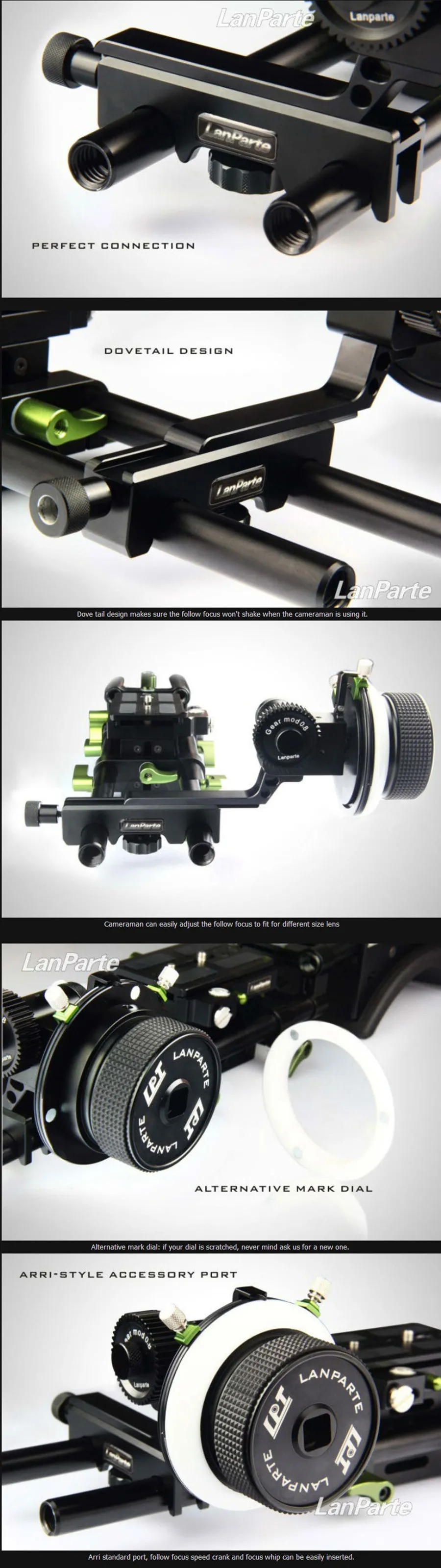 Lanparte Видео камера последующий фокус FF-02 AB лимит стоп быстрый выпуск с 15 мм Rig переходник стержня