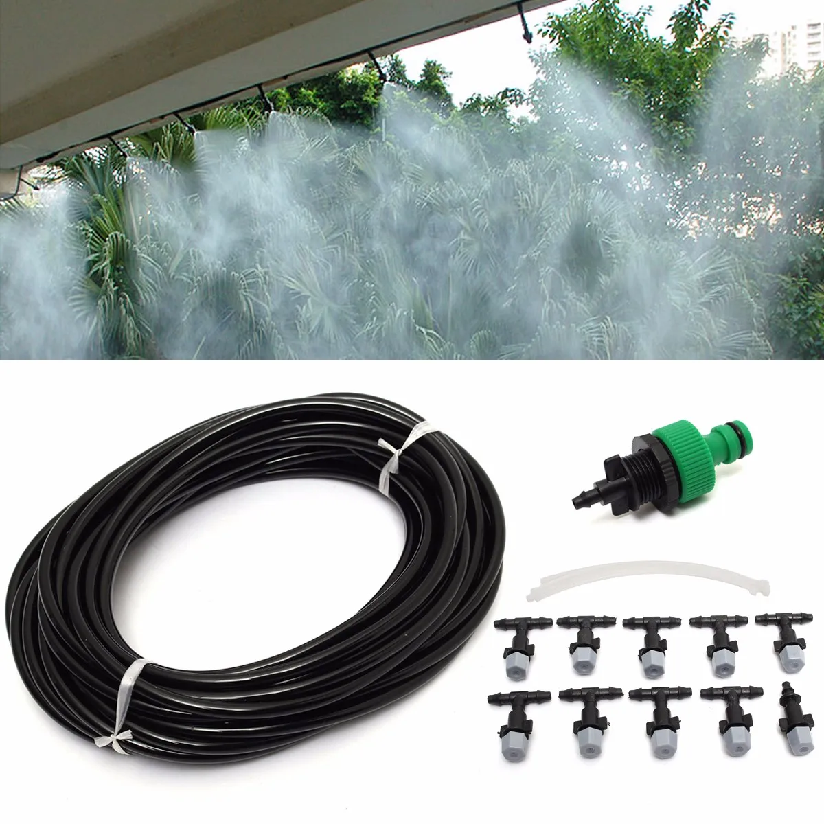 10m 33ft Gardening Plant Micro Drip Irrigation System Patio Atomization Micro Sprinkler Cooling
