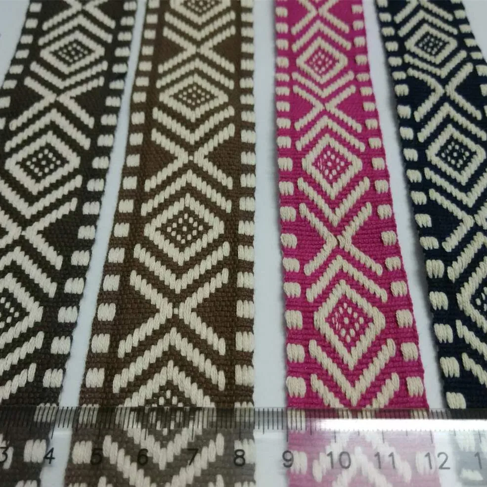 

Woven Cotton Webbing 30MM Tank Square Garment Ribbons 40MM Ethnic Jacquard Webbing Retro Customs Embroidered Webbing Accessories