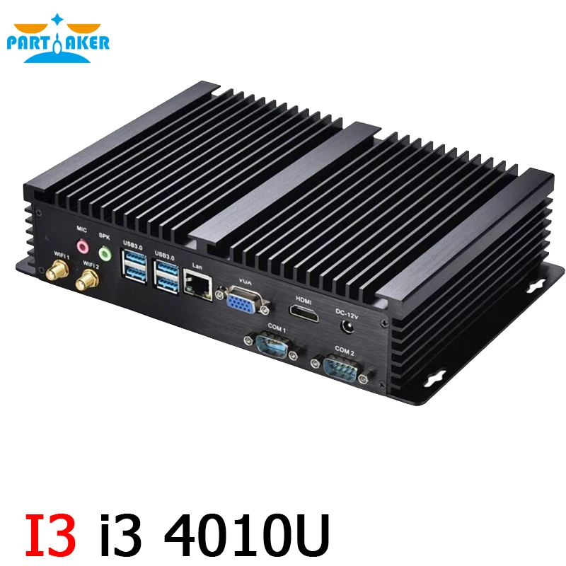 Intel i3 4010u Processor Embedded Industrial Fanless MiNi PC Sever with 2 COM 4 USB3.0 300M WIFI