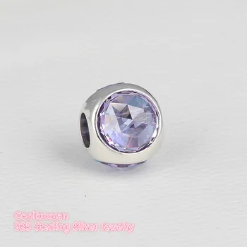 

Fits Original Pandora Bracelets 925 Sterling Silver Lavender CZ Radiant Droplet Faceted Charms Beads 2019 Spring Diy Jewelry
