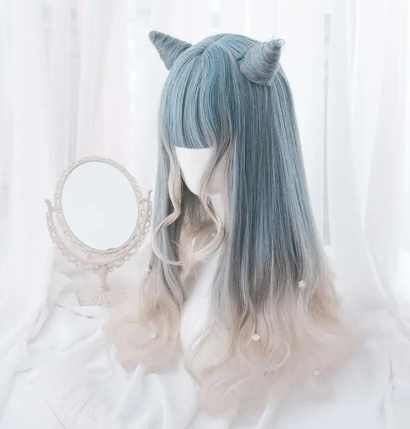 Бакенбарды градиент | Sumo Huizi | Лолита Кролик Лолита парик женский длинные волосы